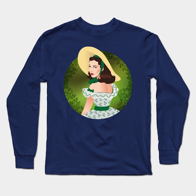 Scarlett O'Hara Long Sleeve T-Shirt by AlejandroMogolloArt